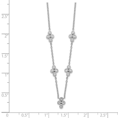 14K Weißgold 5-station Echt Diamant 18 Zoll Halskette