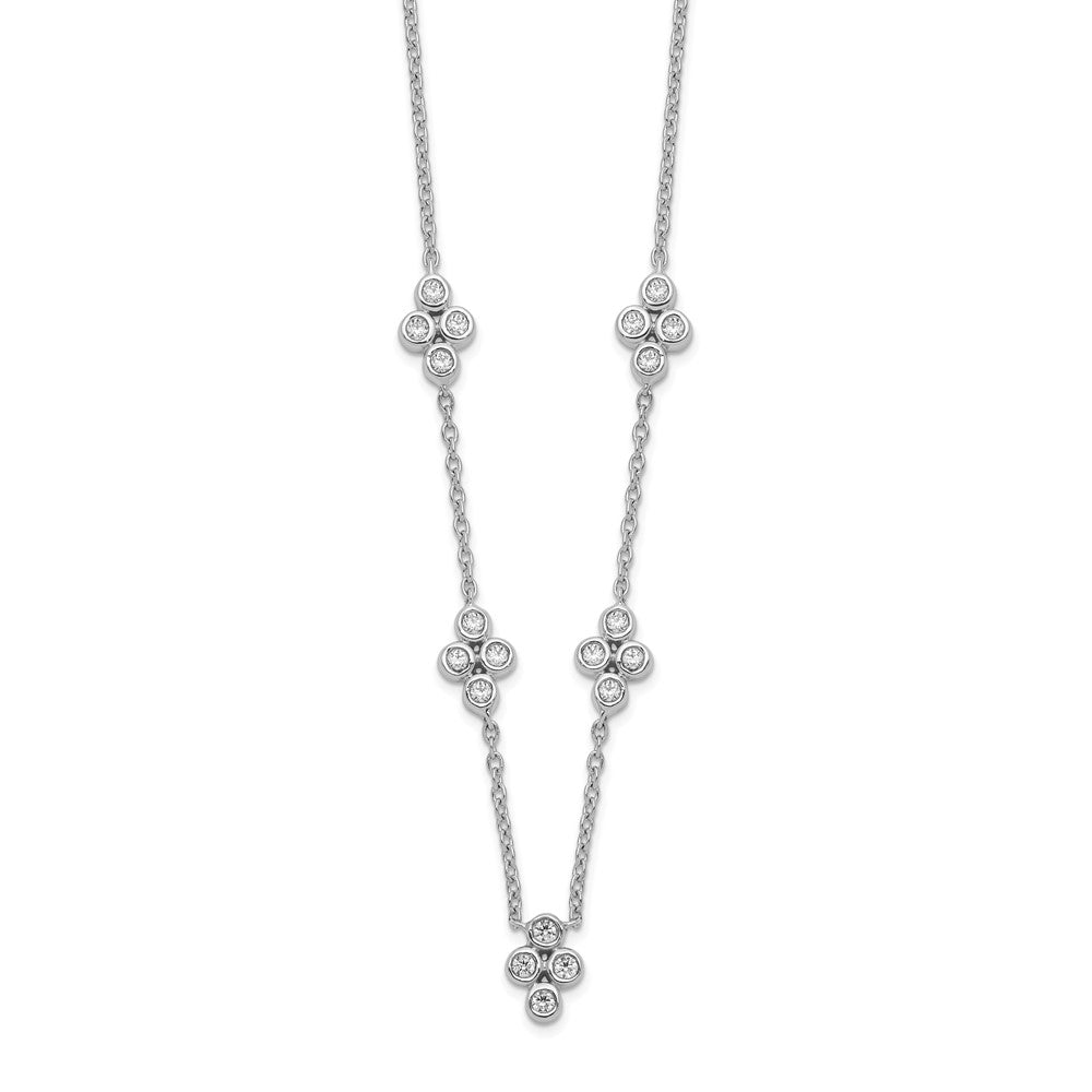 14K Weißgold 5-station Echt Diamant 18 Zoll Halskette