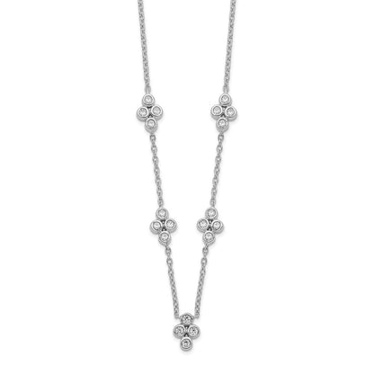 14K Weißgold 5-station Echt Diamant 18 Zoll Halskette
