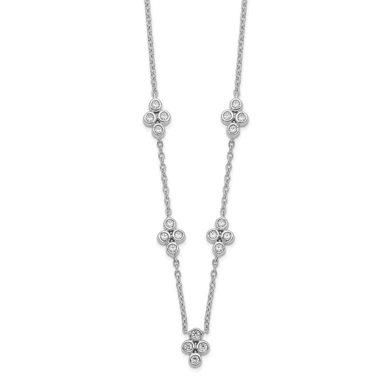 14K Weißgold 5-station Echt Diamant 18 Zoll Halskette