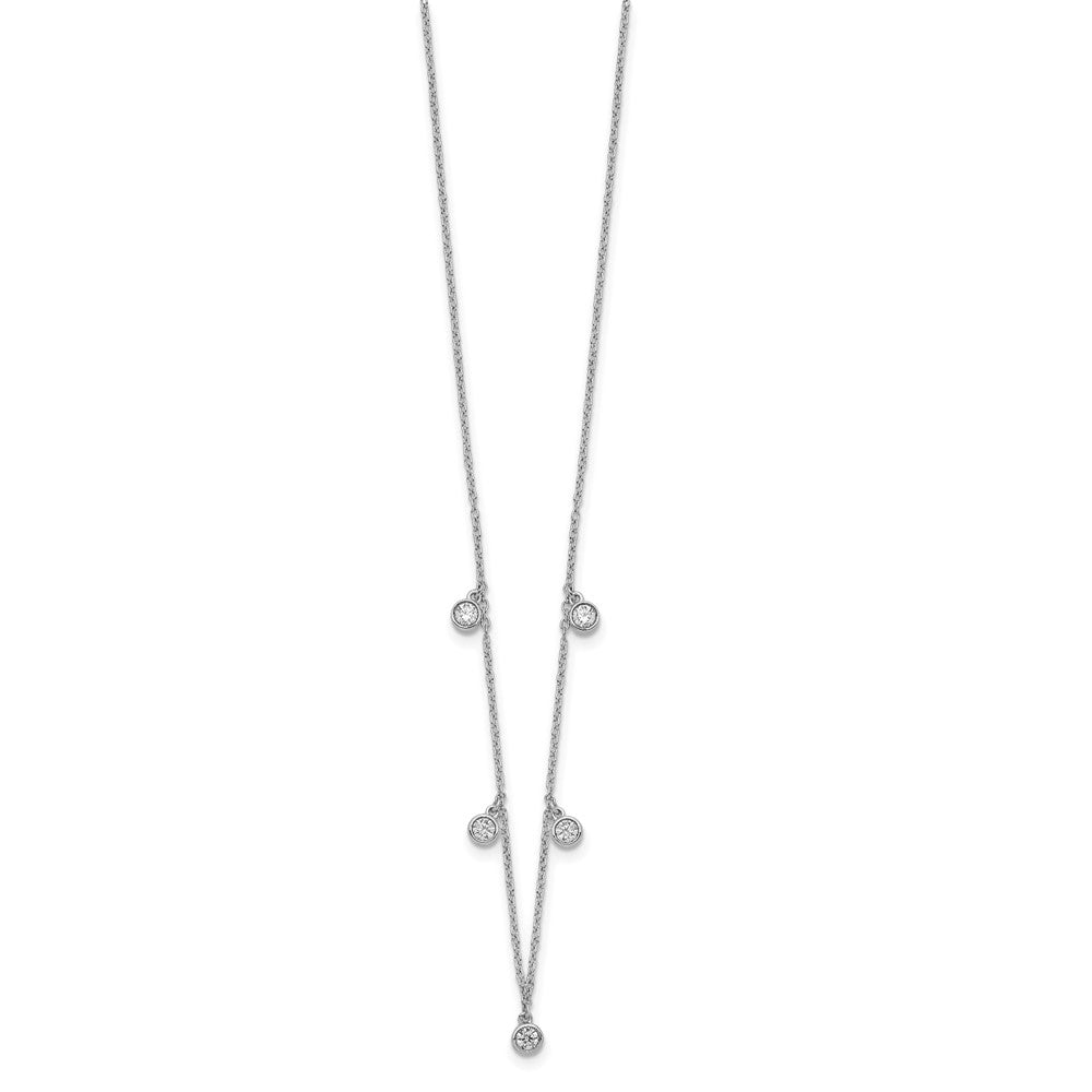 14K Weißgold 5-station Echt Diamant 18 Zoll Halskette