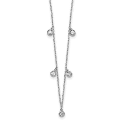 14K Weißgold 5-station Echt Diamant 18 Zoll Halskette