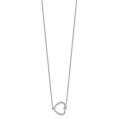 14K Weißgold Seitlich Echt Diamant Herz 18 Zoll Halskette