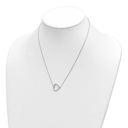 14K Weißgold Seitlich Echt Diamant Herz 18 Zoll Halskette
