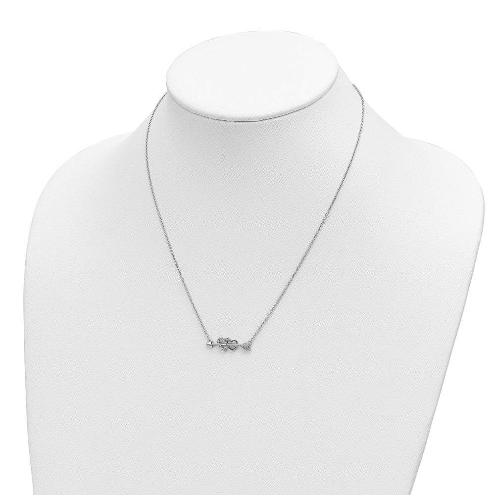 14K Bicolor Gold Echt Diamant Herzen auf Pfeil 18 Zoll Halskette