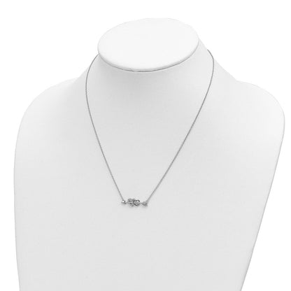 14K Bicolor Gold Echt Diamant Herzen auf Pfeil 18 Zoll Halskette