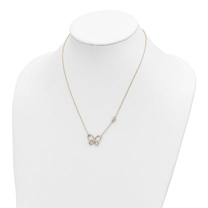 14K Gelbgold Echt Diamant Schmetterling 18 Zoll Halskette