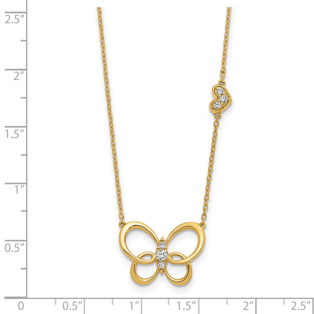 14K Gelbgold Echt Diamant Schmetterling 18 Zoll Halskette