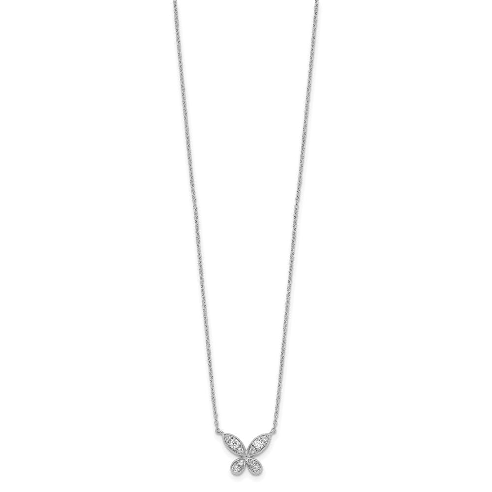 14K Weißgold Echt Diamant Schmetterling 18 Zoll Halskette