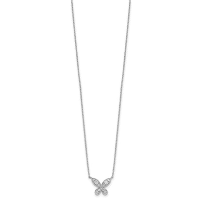14K Weißgold Echt Diamant Schmetterling 18 Zoll Halskette