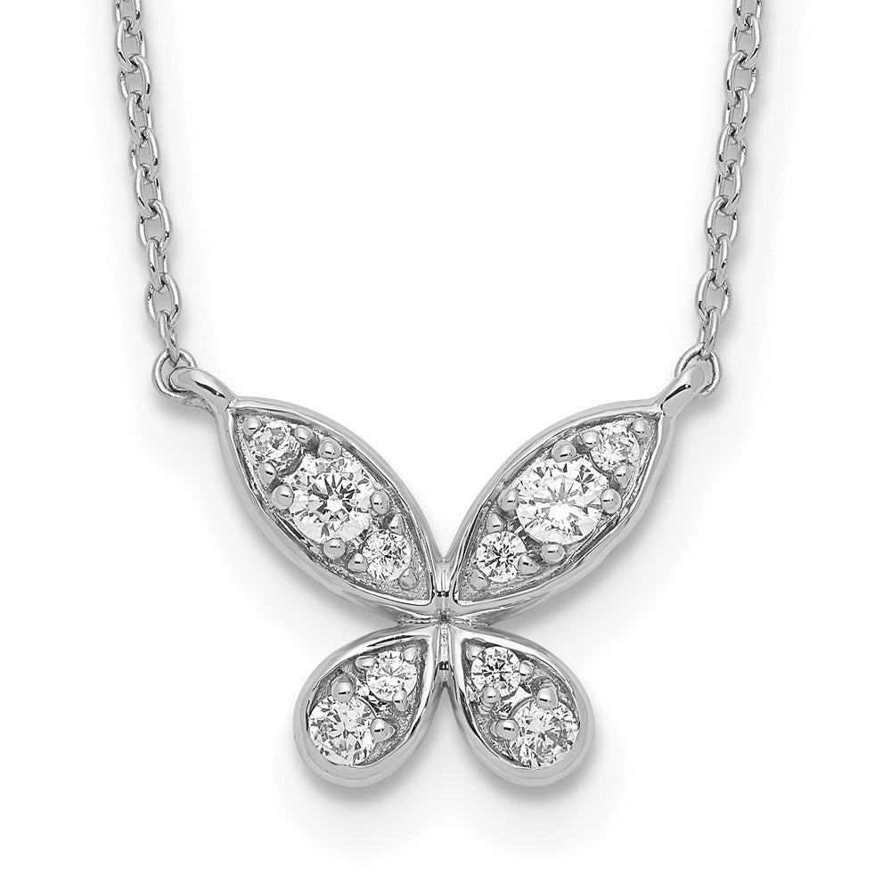 14K Weißgold Echt Diamant Schmetterling 18 Zoll Halskette
