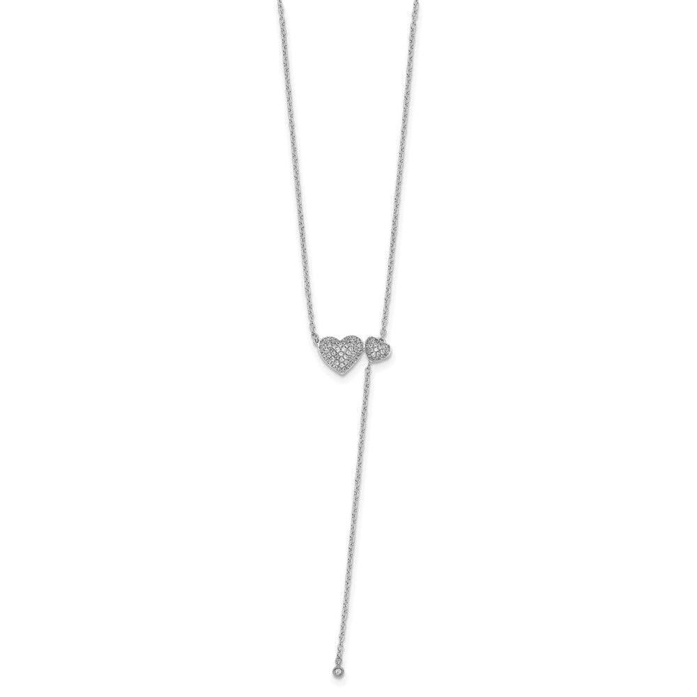 14K Weißgold Zwei Herzen 18 Zoll Halskette
