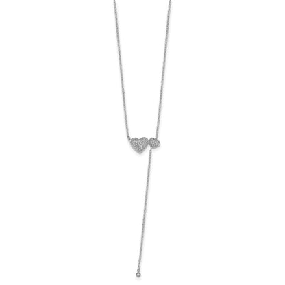 14K Weißgold Zwei Herzen 18 Zoll Halskette