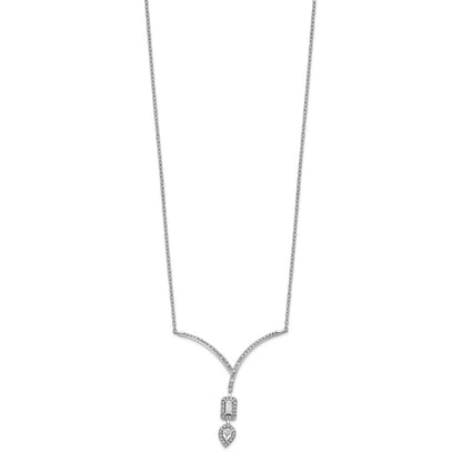 14K Weißgold Echt Diamant Tropfen/emerald Form Hängend 18 Zoll Halskette