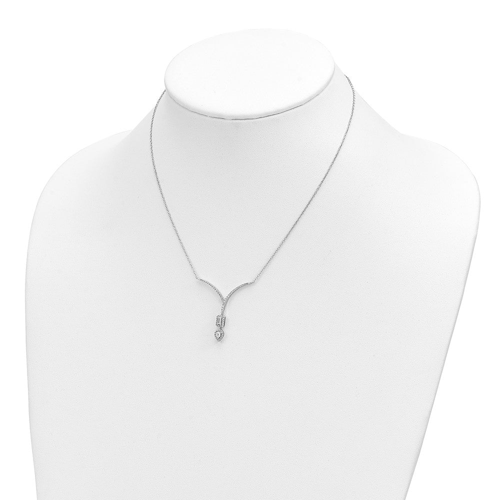 14K Weißgold Echt Diamant Tropfen/emerald Form Hängend 18 Zoll Halskette