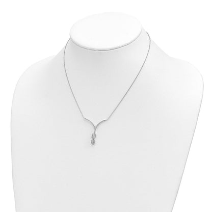 14K Weißgold Echt Diamant Tropfen/emerald Form Hängend 18 Zoll Halskette