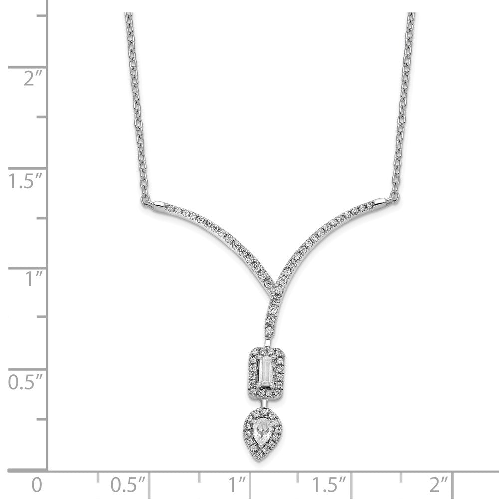 14K Weißgold Echt Diamant Tropfen/emerald Form Hängend 18 Zoll Halskette