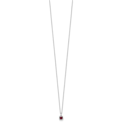 10 Karat Weißgold 0,10 ct. Laborgezüchteter Diamant VS/SI+ G+ und Synthetischer Rubin Anhänger-Halskette 18 Zoll