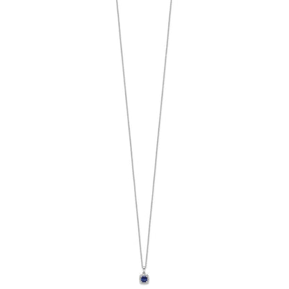 14K Weißgold 0,10 ct. Labordiamant VS/SI+ G+ und synthetischer Saphir 18 Zoll Anhänger-Halskette