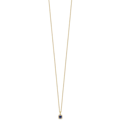 14K Gelbgold Anhänger-Halskette mit 0,1 ct. im Labor gezüchtetem Diamanten VS/SI+ G+ und synthetischem Saphir, 45,7 cm (18 Zoll)