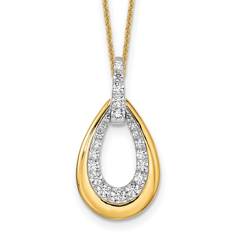 14K Bicolor True Origin 5/8 Karat Im Labor Gezüchtet Diamant Vs Def 18 Zoll Fantasie Tropfen Halskette
