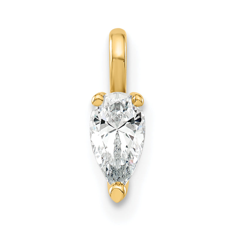 14 Karat Gelbgold Laborgezüchteter Diamant VS/SI+ G+ 5,85x3,0mm Birne Solitär-Anhänger