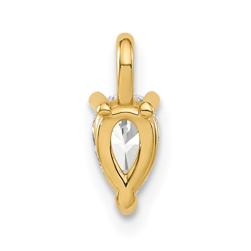 14K Gelbgold Laborgezüchteter Diamant VS/SI+ G+ 6,25x4,2mm Birnenform-Solitär-Anhänger