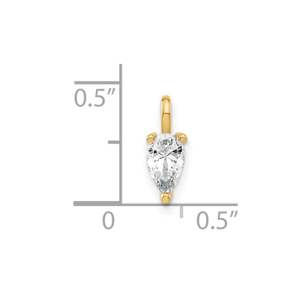14K Gelbgold Laborgezüchteter Diamant VS/SI+ G+ 6,25x4,2mm Birnenform-Solitär-Anhänger