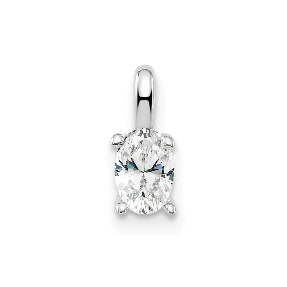 14 K Weißgold Oval-Solitär-Anhänger, komplett, mit 0,33 ct. im Labor gezüchtetem Diamant VS/SI+ G+