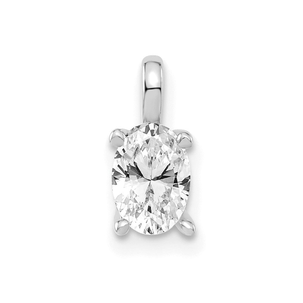 14 K Weißgold Solitär-Anhänger mit ovalem, im Labor gezüchtetem Diamant, 0,5 ct., VS/SI+ G+