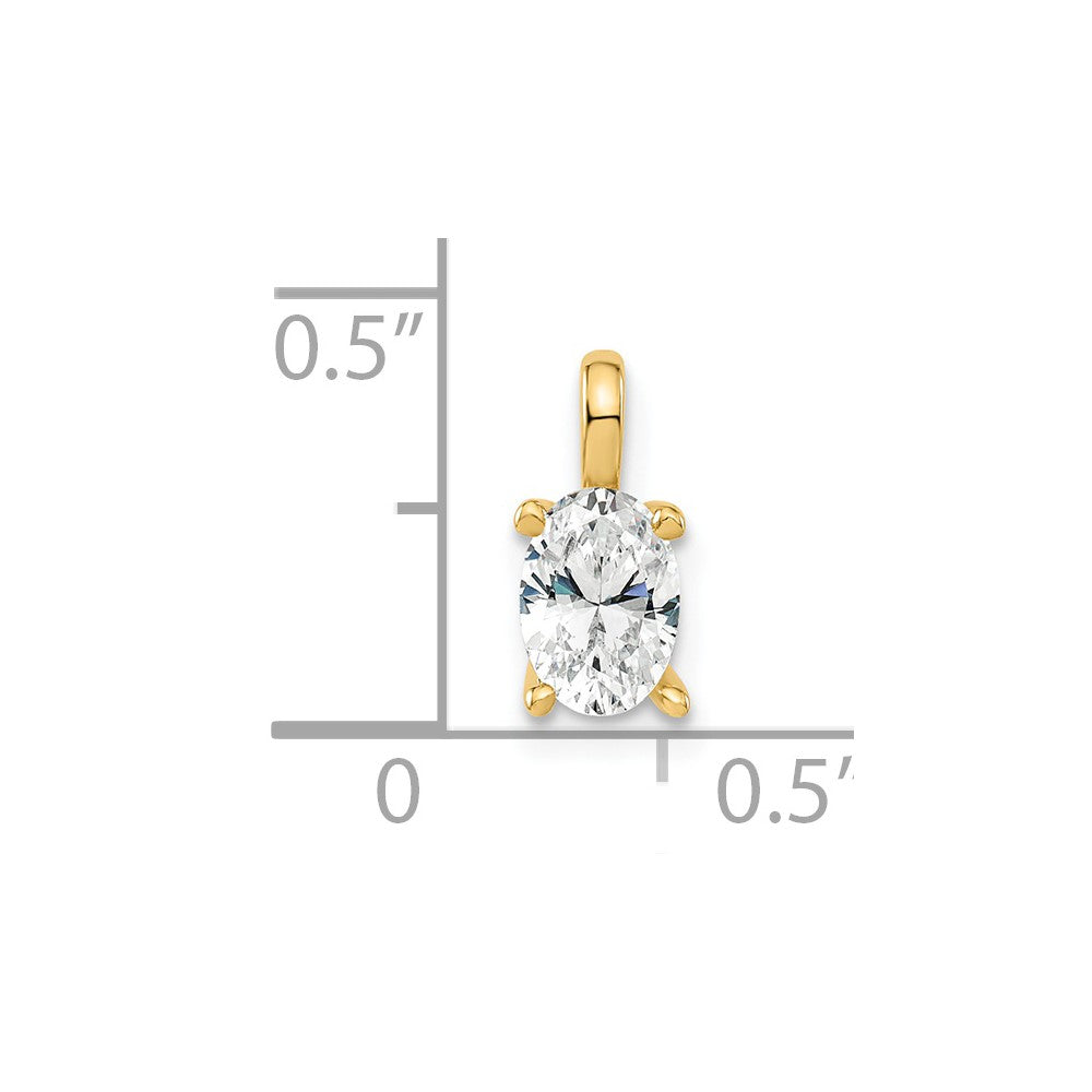 14K Gelbgold 0,5 ct. Laborgezüchteter Diamant VS/SI+ G+ Ovaler Solitär-Anhänger