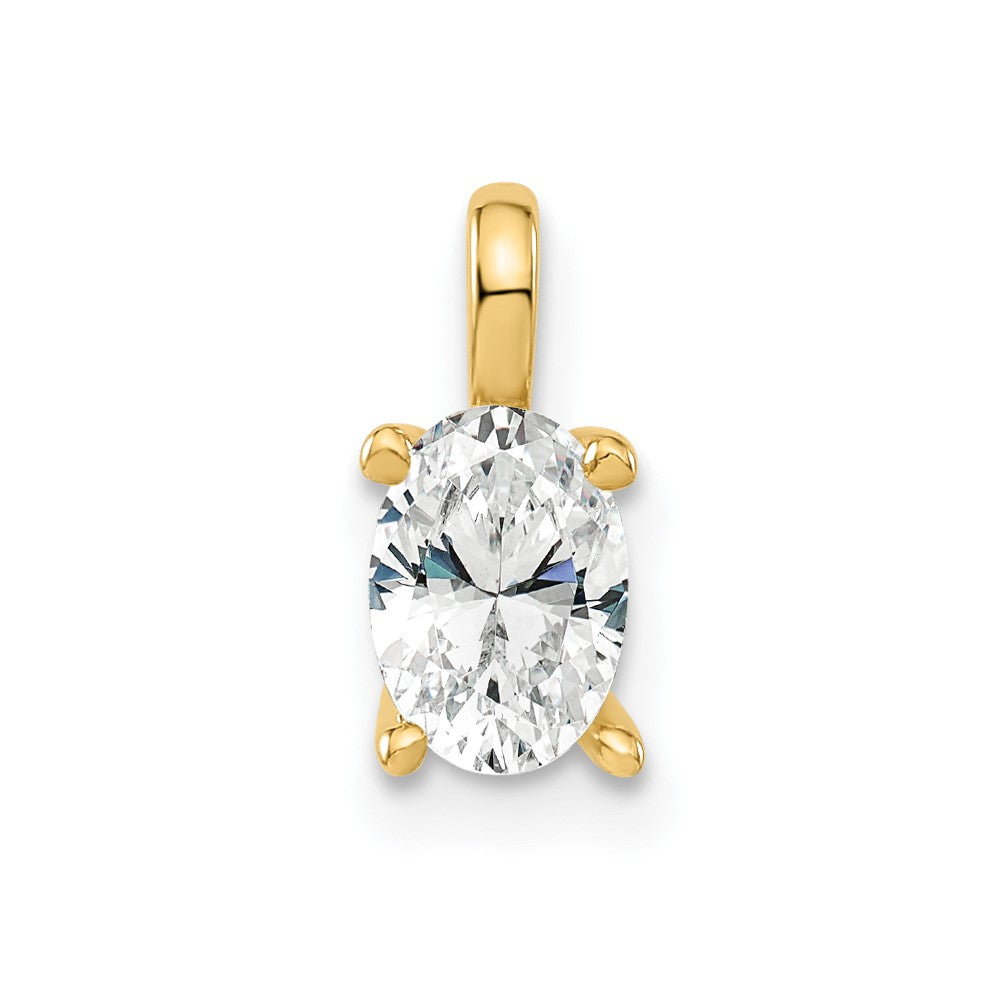 14K Gelbgold 0,5 ct. Laborgezüchteter Diamant VS/SI+ G+ Ovaler Solitär-Anhänger