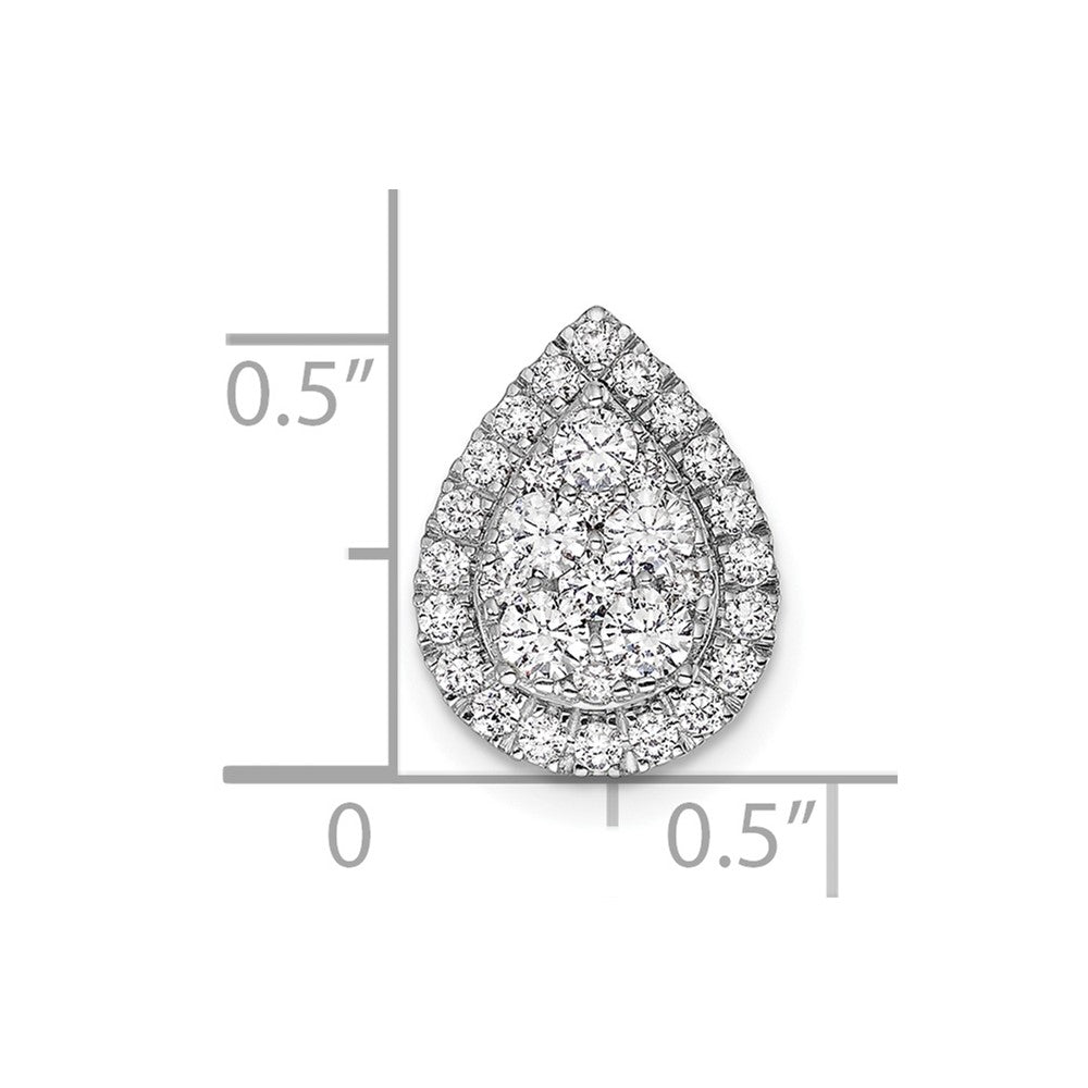 14K Weißgold 0,625 ct. Laborgezüchteter Diamant VS/SI+ G+ Tropfen-Halo Kettengleitanhänger