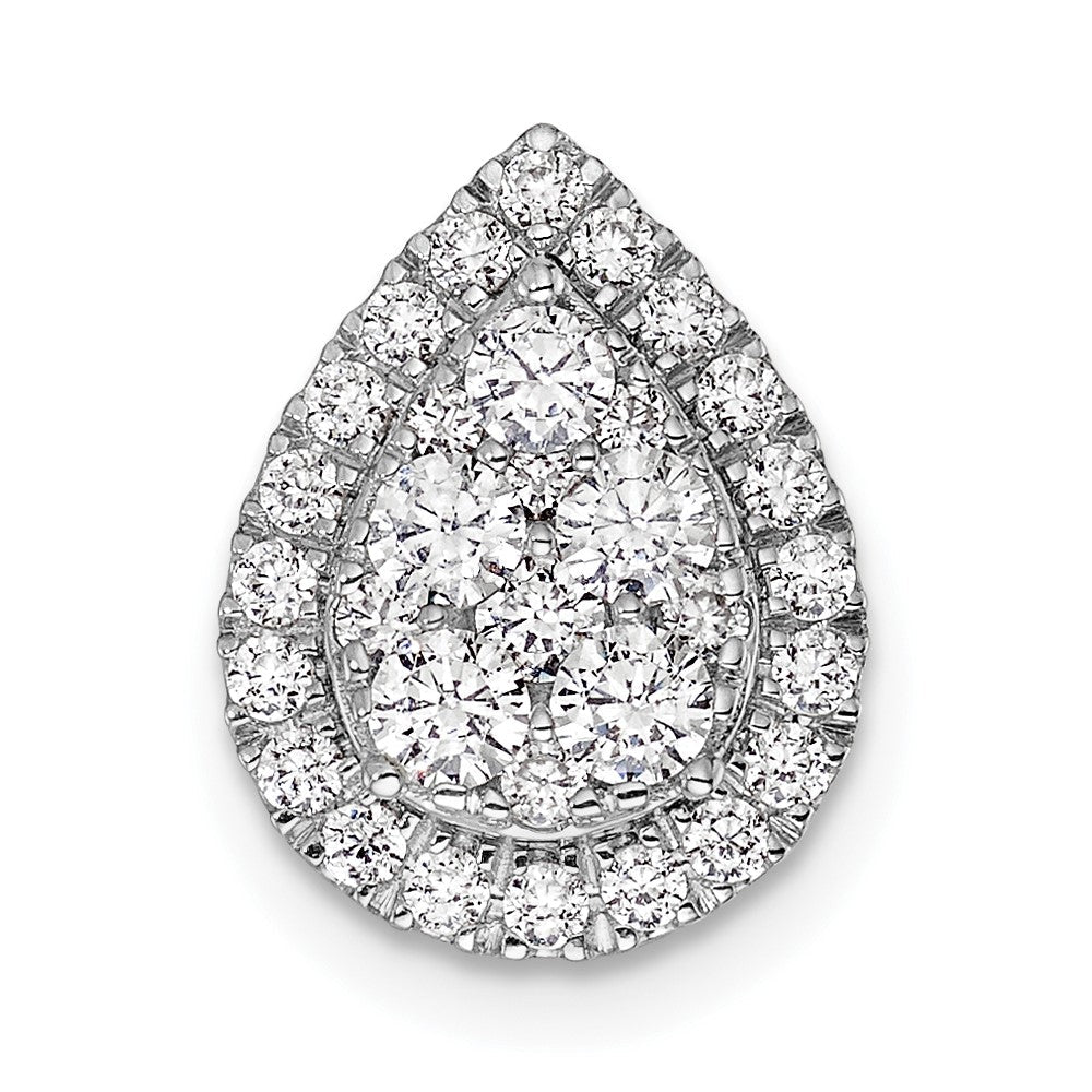 14K Weißgold 0,625 ct. Laborgezüchteter Diamant VS/SI+ G+ Tropfen-Halo Kettengleitanhänger