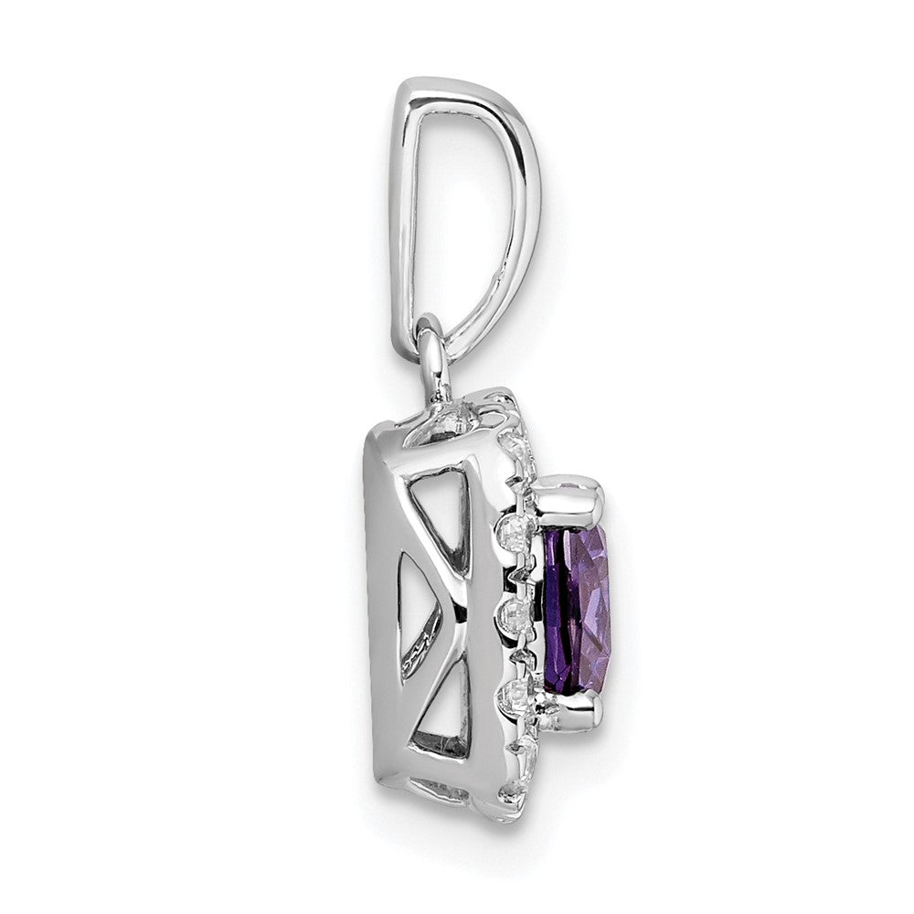 14K Weißgold 0,25 ct. Laborgezüchteter Diamant VS/SI+ G+ Februar-Geburtsstein Amethyst-Halo-Anhänger