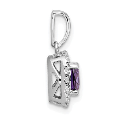 14K Weißgold 0,25 ct. Laborgezüchteter Diamant VS/SI+ G+ Februar-Geburtsstein Amethyst-Halo-Anhänger