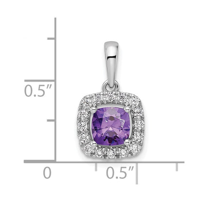 14K Weißgold 0,25 ct. Laborgezüchteter Diamant VS/SI+ G+ Februar-Geburtsstein Amethyst-Halo-Anhänger