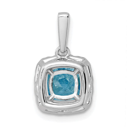 14K Weißgold Halo-Anhänger mit 0,25 ct. im Labor gezüchtetem Diamant VS/SI+ G+ und Blautopas Dezember-Geburtsstein