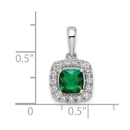 14K Weißgold 0,25 ct. Laborgezüchteter Diamant VS/SI+ G+ Mai-Geburtsstein Laborgezüchteter Smaragd Halo-Anhänger