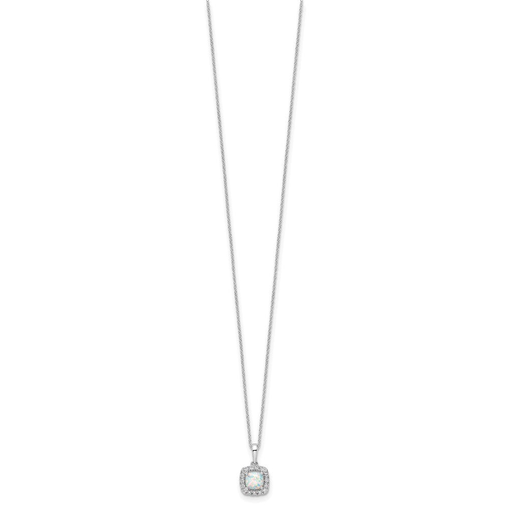 10K Weißgold Anhänger-Halskette mit 0,25 ct. Laborgezüchtetem Diamant VS/SI+ G+ und Synthetischem Opal, 45,7 cm (18 Zoll)