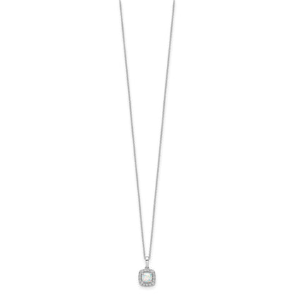 10K Weißgold Anhänger-Halskette mit 0,25 ct. Laborgezüchtetem Diamant VS/SI+ G+ und Synthetischem Opal, 45,7 cm (18 Zoll)