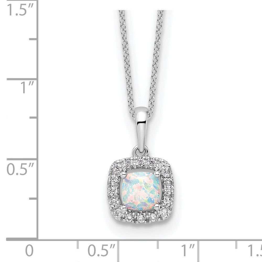 10K Weißgold Anhänger-Halskette mit 0,25 ct. Laborgezüchtetem Diamant VS/SI+ G+ und Synthetischem Opal, 45,7 cm (18 Zoll)