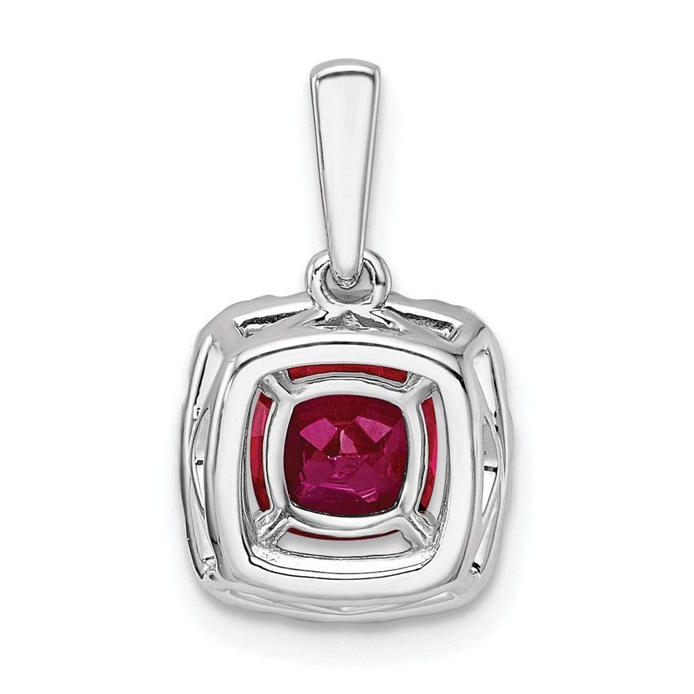 14K Weißgold 0,25 ct. Labor gezüchteter Diamant VS/SI+ G+ Juli-Geburtsstein Labor gezüchteter Rubin Halo-Anhänger