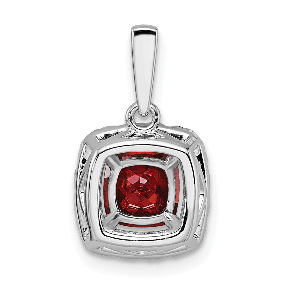 14K Weißgold 0,25 ct. Laborgezüchteter Diamant VS/SI+ G+ Januar-Geburtsstein Granat-Halo-Anhänger