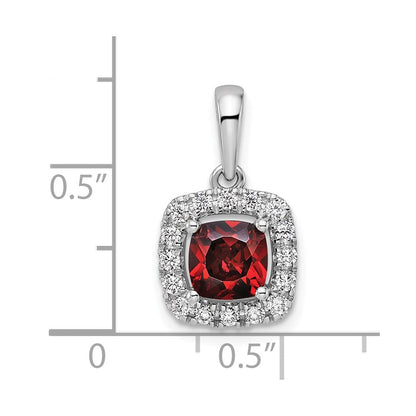 14K Weißgold 0,25 ct. Laborgezüchteter Diamant VS/SI+ G+ Januar-Geburtsstein Granat-Halo-Anhänger