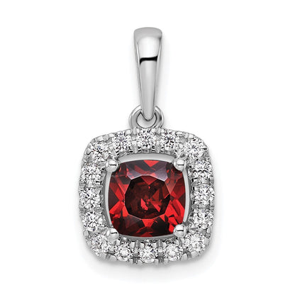 14K Weißgold 0,25 ct. Laborgezüchteter Diamant VS/SI+ G+ Januar-Geburtsstein Granat-Halo-Anhänger