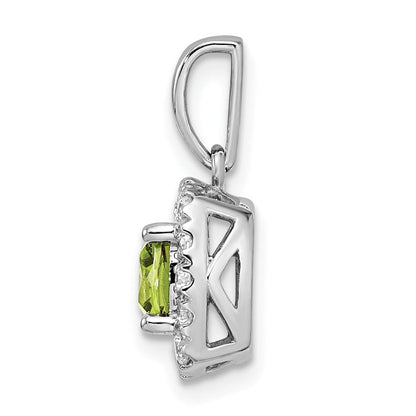 14K Weißgold Anhänger mit 0,25 ct. im Labor gezüchtetem Diamant VS/SI+ G+ und August-Geburtsstein Peridot Halo