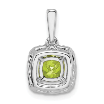 14K Weißgold Anhänger mit 0,25 ct. im Labor gezüchtetem Diamant VS/SI+ G+ und August-Geburtsstein Peridot Halo