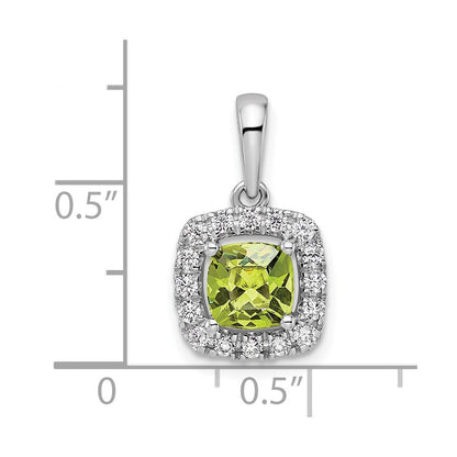 14K Weißgold Anhänger mit 0,25 ct. im Labor gezüchtetem Diamant VS/SI+ G+ und August-Geburtsstein Peridot Halo