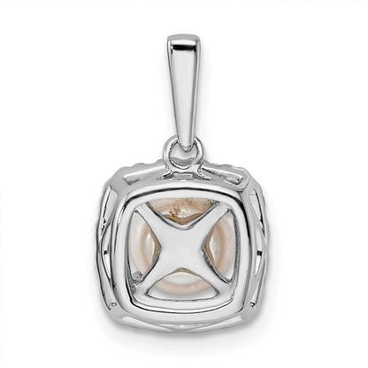 14K Weißgold 0,25 ct. Labordiamant VS/SI+ G+ Juni-Geburtsstein Süßwasserzuchtperle Halo-Anhänger